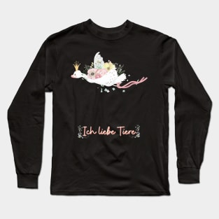 Schwan Fliegen Liebe Tiere Prinzessin Blumen Süß Long Sleeve T-Shirt